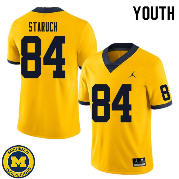 Youth Michigan Wolverines #84 Sam Staruch Yellow Football Jersey